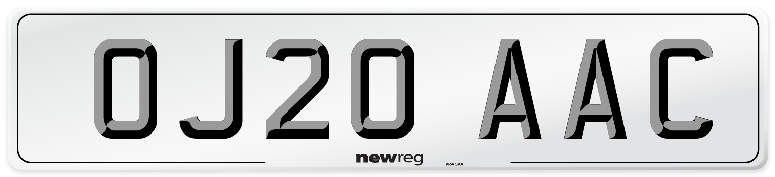OJ20 AAC Number Plate from New Reg